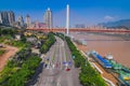 China downtown city skyline over the Yangtze River Royalty Free Stock Photo