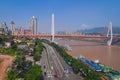 China downtown city skyline over the Yangtze River Royalty Free Stock Photo