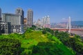 China downtown city skyline over the Yangtze River Royalty Free Stock Photo