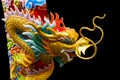 China Dragon statue in Chinese temple on black isolated background Royalty Free Stock Photo