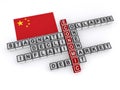 China economic collapse word block on white Royalty Free Stock Photo