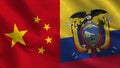 China and Ecuador - Two Half Flags Together