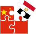 China - Egypt : puzzle shapes with flags