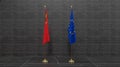China and Europe flags. Flag China and Flag Europe. Conflict between China vs Europe. 3D work and 3D image Royalty Free Stock Photo
