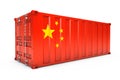 China Export Concept. Shipping Container with China Flag. 3d Rendering