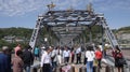 China first metal bridge along the yellow river Royalty Free Stock Photo