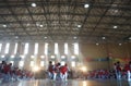 Chinese students are performing basketball gymnastics for leaders