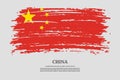 China flag with brush stroke effect and information text poster, vector