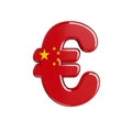 China flag euro currency sign - Business 3d chinese symbol - China, Beijing or Asia concept Royalty Free Stock Photo