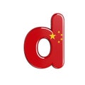 China flag letter D - Lowercase 3d chinese font - China, Beijing or Asia concept