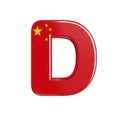 China flag letter D - Capital 3d chinese font - China, Beijing or Asia concept