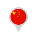 China Flag Location Icon. Flat Style