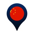 China flag and map pointer icon. National flag location icon vector design, gps locator pin. vector illustration Royalty Free Stock Photo