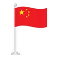 China flag. National flag of China on pole vector Royalty Free Stock Photo