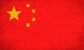 China flag painted on brick wall. National country flag background photo