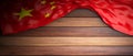 China flag placed on wooden background with copyspace. 3d illustration