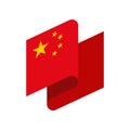 China flag ribbon isolated. Chinese tape banner. state symbol Royalty Free Stock Photo