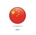 China flag - round glossy