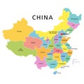 China, political map, multicolored provinces, administrative divisions Royalty Free Stock Photo