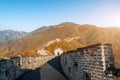 China The great wall distant view compressed towers and wall segments autumn season in mountains near Beijing ancient chinese for Royalty Free Stock Photo