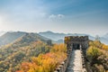 China The great wall distant view compressed towers and wall segments autumn season in mountains near Beijing ancient chinese for Royalty Free Stock Photo