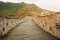 China The great wall distant view compressed towers and wall segments autumn season in mountains near Beijing ancient chinese for Royalty Free Stock Photo