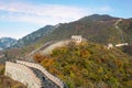 China The great wall distant view compressed towers and wall segments autumn season in mountains near Beijing ancient chinese for Royalty Free Stock Photo