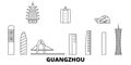 China, Guangzhou City line travel skyline set. China, Guangzhou City outline city vector illustration, symbol, travel
