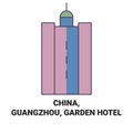 China, Guangzhou, Garden Hotel travel landmark vector illustration Royalty Free Stock Photo