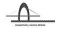 China, Guangzhou, Haizhu Bridge, travel landmark vector illustration