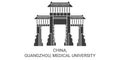 China, Guangzhou, Medical University travel landmark vector illustration