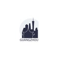 Guangzhou city cool skyline vector logo illustration Royalty Free Stock Photo