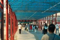 China, Guangzhou - October 19, 2019: Guangzhou City Railway Station. People with bags go to the station, board a high-speed train. Royalty Free Stock Photo