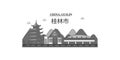 China, Guilin city skyline isolated vector illustration, icons