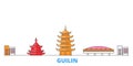 China, Guilin line cityscape, flat vector. Travel city landmark, oultine illustration, line world icons