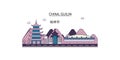 China, Guilin tourism landmarks, vector city travel illustration