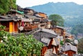 Qianhu Miao Village Diaojiao Building, Xijiang, Guizhou Royalty Free Stock Photo