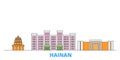 China, Hainan line cityscape, flat vector. Travel city landmark, oultine illustration, line world icons