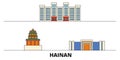 China, Hainan flat landmarks vector illustration. China, Hainan line city with famous travel sights, skyline, design.