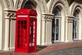 China, Hainan Island, Sanya bay - December 2, 2018: Sanya  city. Traditional red telephone box in London public phone - a symbol Royalty Free Stock Photo