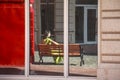 China, Hainan Island, Sanya bay - Sanya city. Traditional red telephone box in London public phone - a symbol Royalty Free Stock Photo