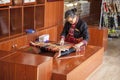 China Hainan Island Sanya: Park Edge of the World - Tanya Hyjiao National Chinese craft in women fabric