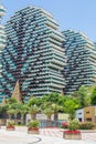 China, Hainan, Sanya - May 14, 2019: Sanya Beauty Crown Hotel. Nine 32-storey houses built in the form of large trees