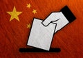 China hand vote, referendum flag metal vintage,