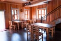 interior of a wooden bar at home in a Russian village outside the city of Heihe