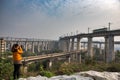 China High Speed  Railway Bridge and Train Royalty Free Stock Photo