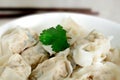 Shanghai style wonton dumplings in bowl Royalty Free Stock Photo