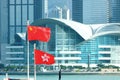 China & Hong Kong Flags Royalty Free Stock Photo