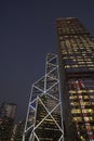 China Hong Kong New Bank of China illuminated at night low angle view Royalty Free Stock Photo