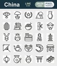 China icons set, Vector illustration
